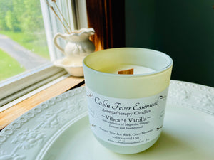 Vibrant Vanilla 8 oz Coco-Beeswax, Wooden Wick, Aromatherapy Candle