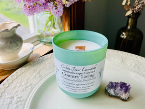 Country Living 8 oz Coco-Beeswax, Wooden Wick, Aromatherapy Candle